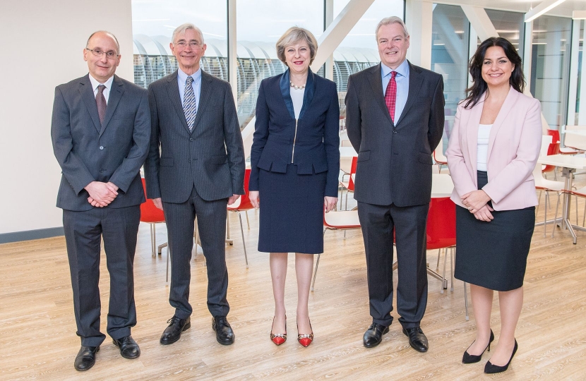 Prime Minister Theresa May with Heidi Allen MP during their visit to the Sanger Institute Wellcome Genome Campus on 21st November 2016.