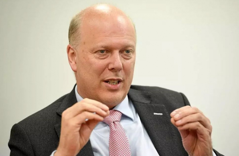 The Right Honourable Chris Grayling. Member of Parliament for Epsom and Ewell, Secretary of State for Transpor