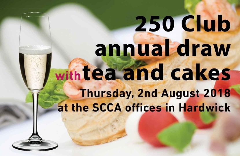 Southern Cambridgeshire Conservatives' 250 Club tea, cakes and annual draw - Thursday, 2nd August 2018 / 6.00 pm / SCCA office in Hardwick.