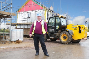 FLASHBACK TO OCTOBER 2015: District Councillor Mark Howell at the site of the then new council houses in Swavesey.