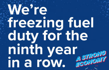 The Conservatives are freezing fuel duty for the ninth year in a row – helping to create a strong economy.